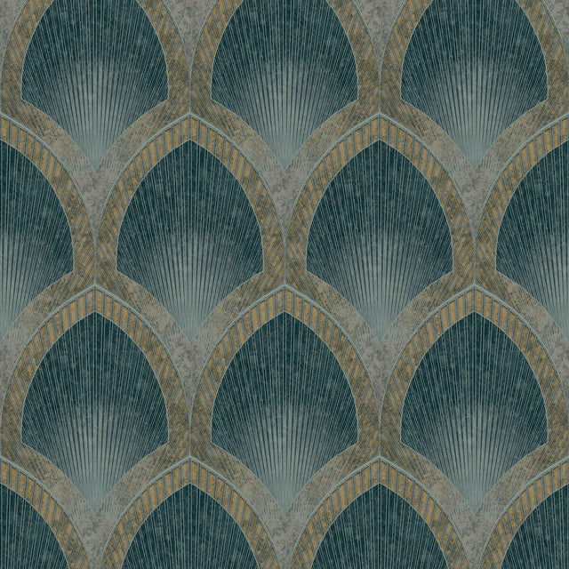 Galerie G68085 Special FX 2 Nouveau Scallop Green Wallpaper G68085 Green Wallpaper