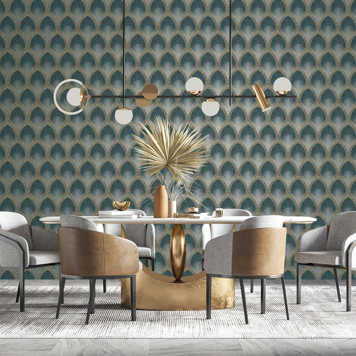 Galerie G68085 Special FX 2 Nouveau Scallop Green Wallpaper G68085 Green Wallpaper