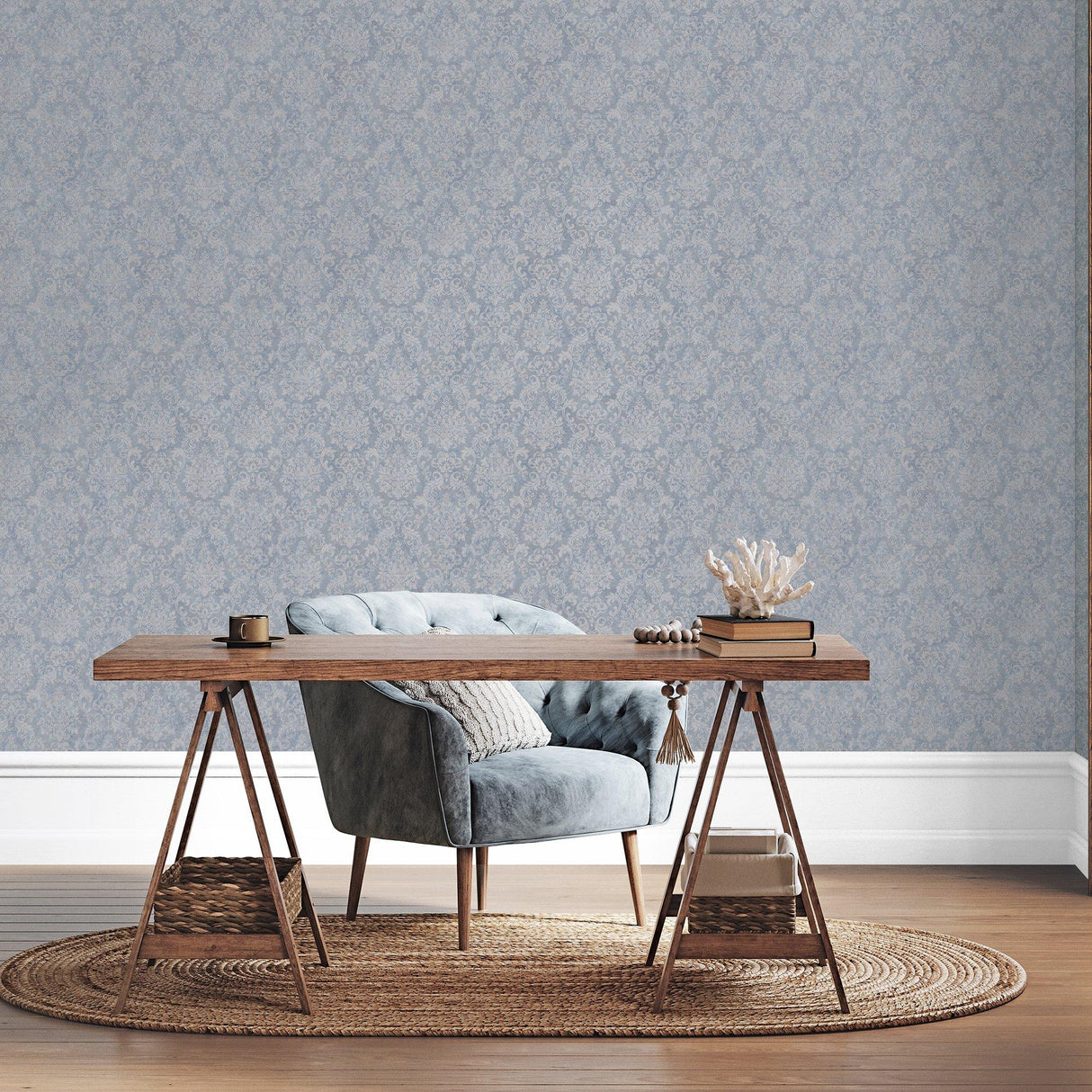 Galerie G68088 Special FX 2 Special Damask Blue Wallpaper G68088 Blue Wallpaper