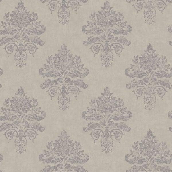 Galerie G68669 Medallion Damask Silver Grey Wallpaper