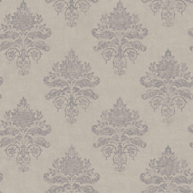 Galerie G68669 Palazzo 2 Medallion Damask Silver Grey Wallpaper G68669 Silver Grey Wallpaper