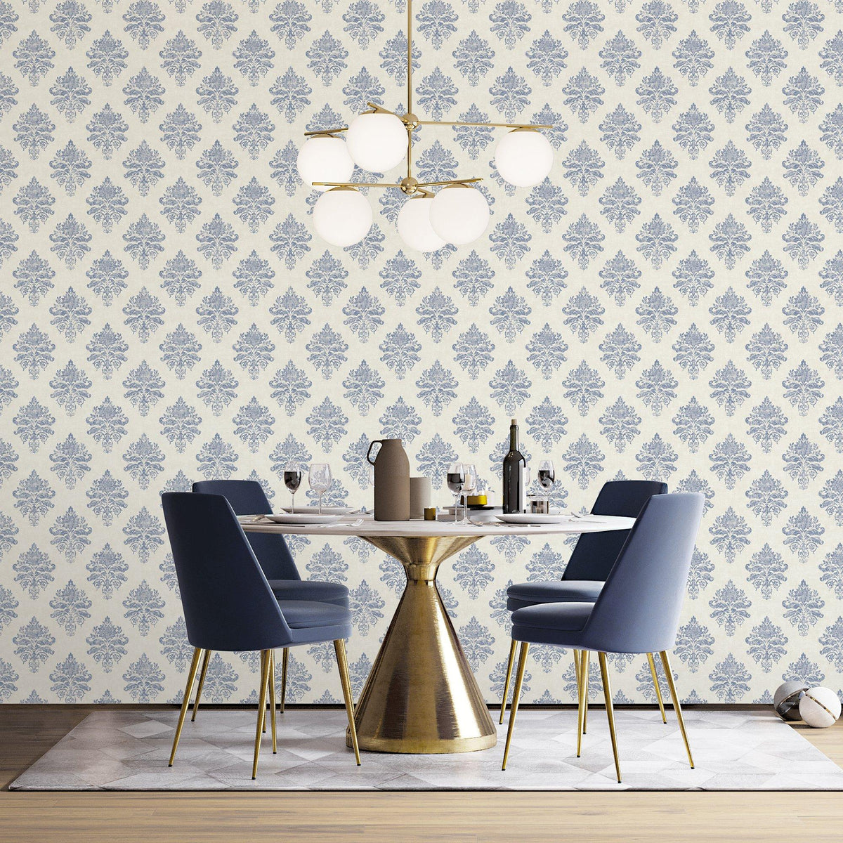 Galerie G68671 Palazzo 2 Medallion Damask Blue Wallpaper G68671 Blue Wallpaper