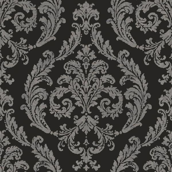 Galerie G68676 Silk Damask Black Wallpaper
