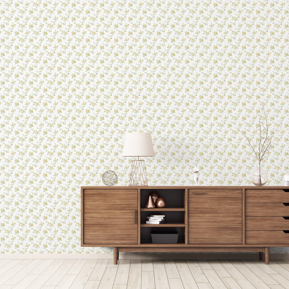 Galerie G68732 Miniatures 3 Multi Floral Trail Yellow Wallpaper G68732 Yellow Wallpaper