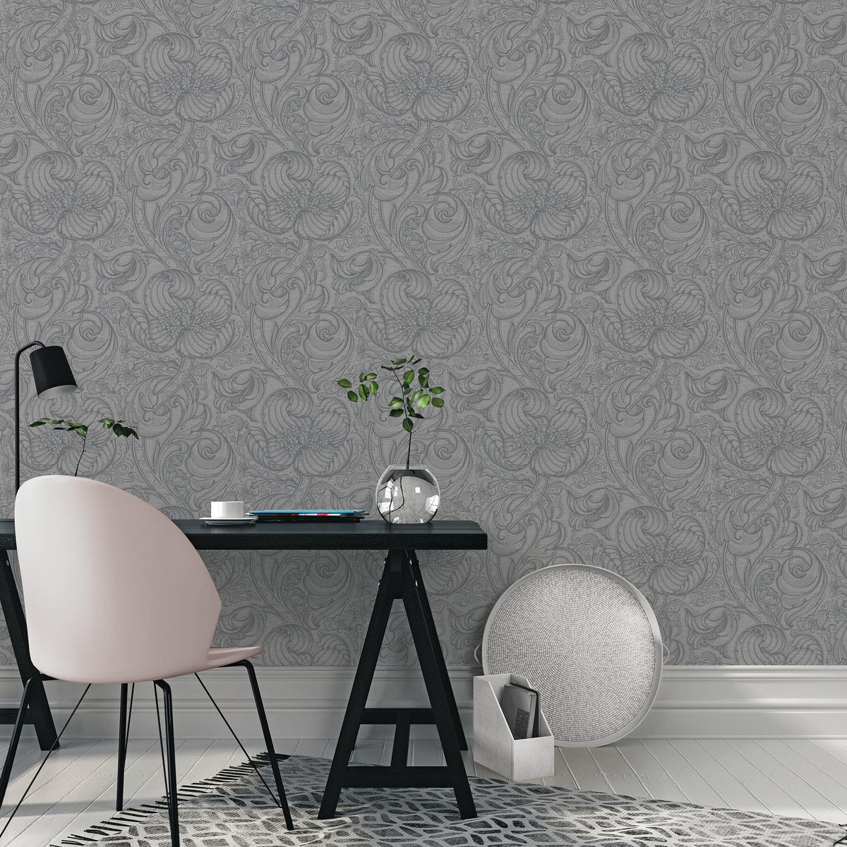 Galerie LB25114 Off The Wall Down the Dilly Silver Grey Wallpaper LB25114 Silver Grey Wallpaper