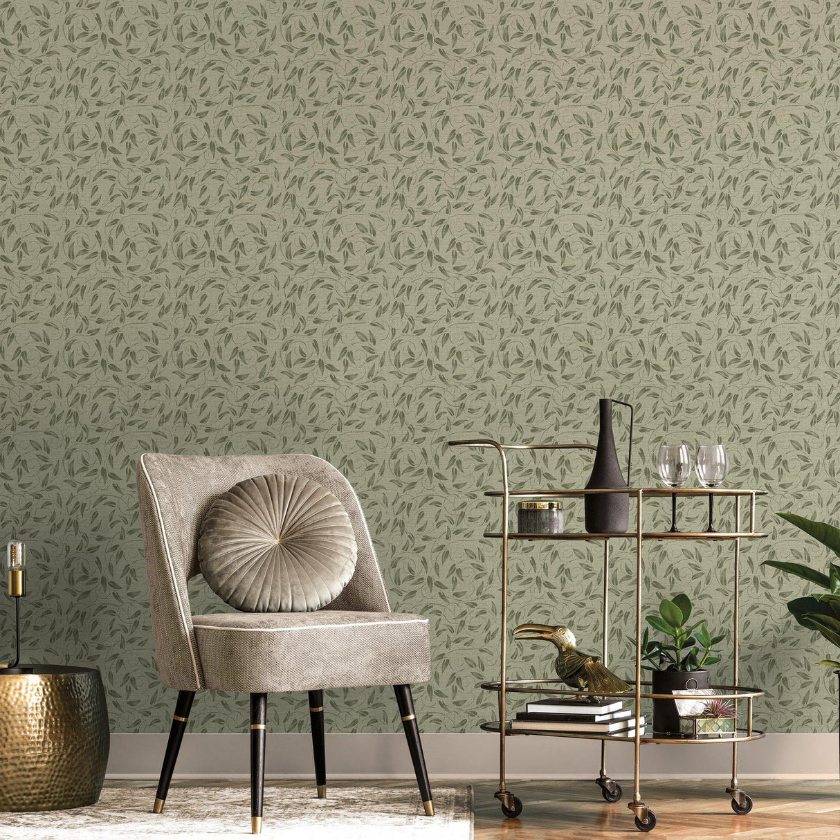 Galerie LB25157 Off The Wall Tit Willow Green Wallpaper LB25157 Green Wallpaper
