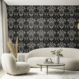 Galerie LB25166 Off The Wall Damask Sauvage Black Wallpaper LB25166 Black Wallpaper