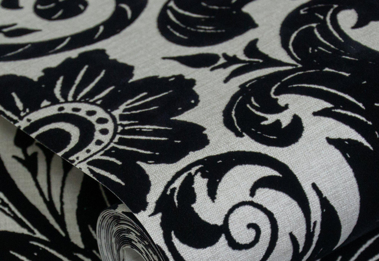 Galerie LB25166 Off The Wall Damask Sauvage Black Wallpaper LB25166 Black Wallpaper