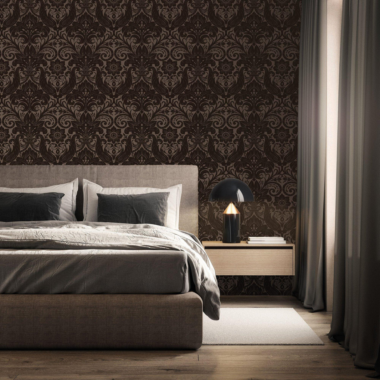 Galerie LB25168 Off The Wall Damask Sauvage Bronze Brown Wallpaper LB25168 Bronze Brown Wallpaper