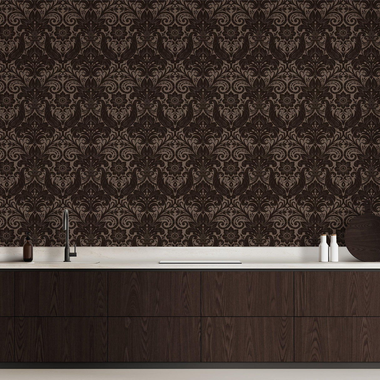 Galerie LB25168 Off The Wall Damask Sauvage Bronze Brown Wallpaper LB25168 Bronze Brown Wallpaper