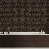 Galerie LB25168 Off The Wall Damask Sauvage Bronze Brown Wallpaper LB25168 Bronze Brown Wallpaper