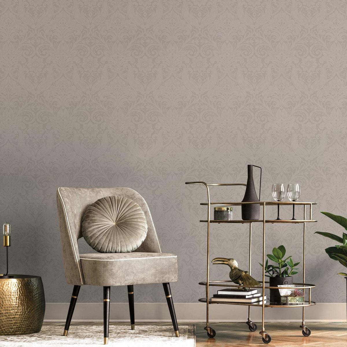 Galerie LB25171 Off The Wall Damask Sauvage Beige Wallpaper LB25171 Beige Wallpaper