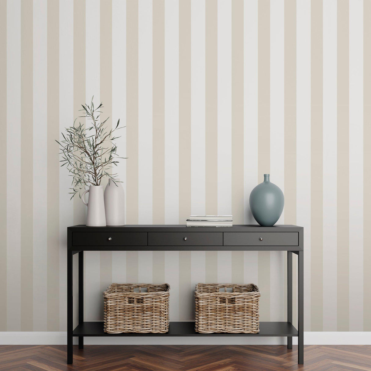 Galerie SS21232 Style Sisters Medium Stripe Beige Wallpaper SS21232 Beige Wallpaper