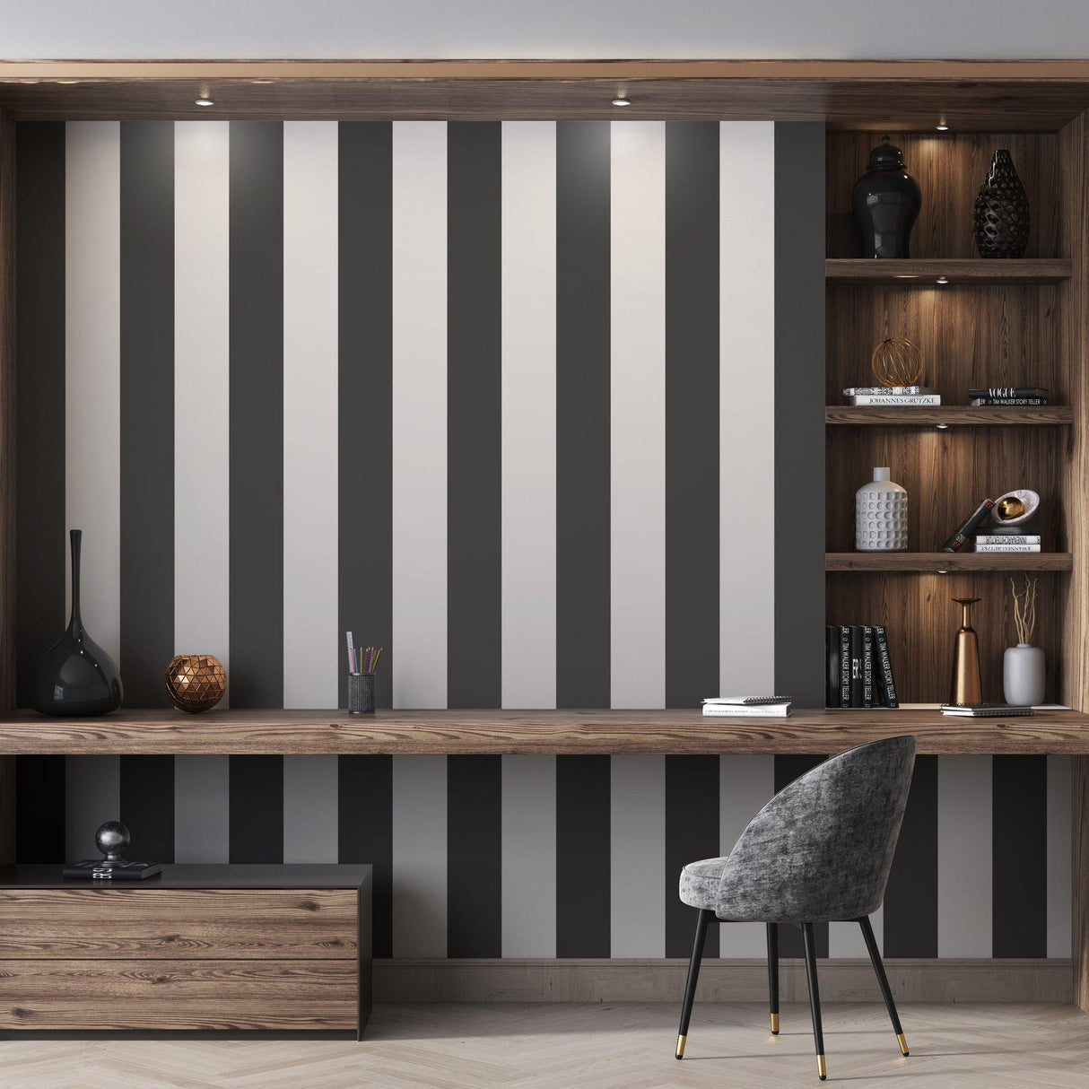 Galerie SS21235 Style Sisters Wide Stripe Black Wallpaper SS21235 Black Wallpaper