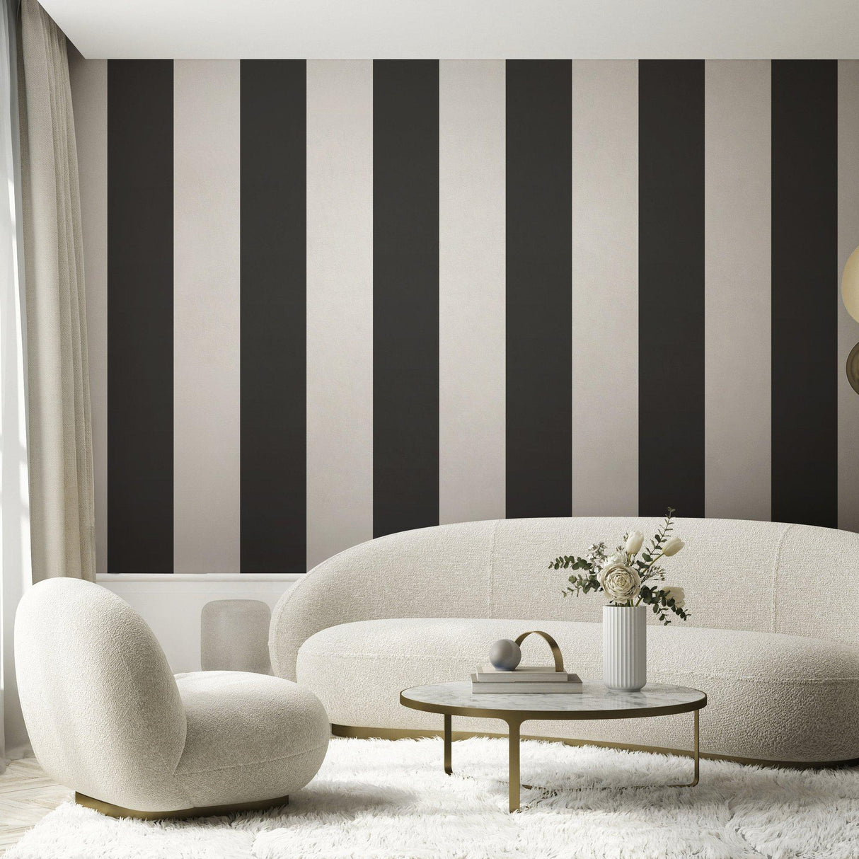 Galerie SS21237 Style Sisters Half Stripe Black Wallpaper SS21237 Black Wallpaper