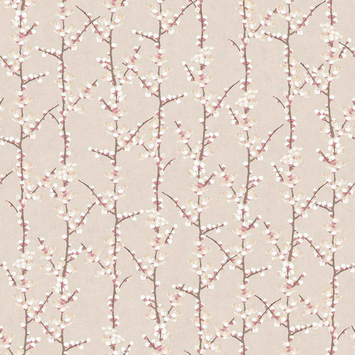 Galerie 1904-3 Spring Blossom Sakura Row Beige Wallpaper 1904-3 Beige Wallpaper