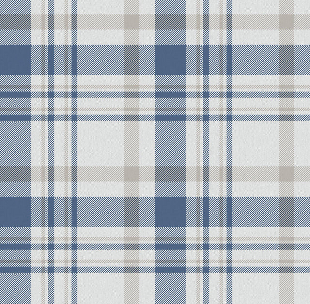 Galerie 1906-2 Spring Blossom Plaid Blue Wallpaper 1906-2 Blue Wallpaper