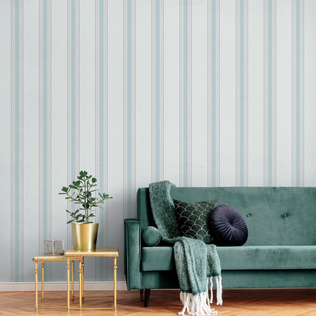 Galerie 1909-1 Spring Blossom STRIPES Black Wallpaper 1909-1 Black Wallpaper