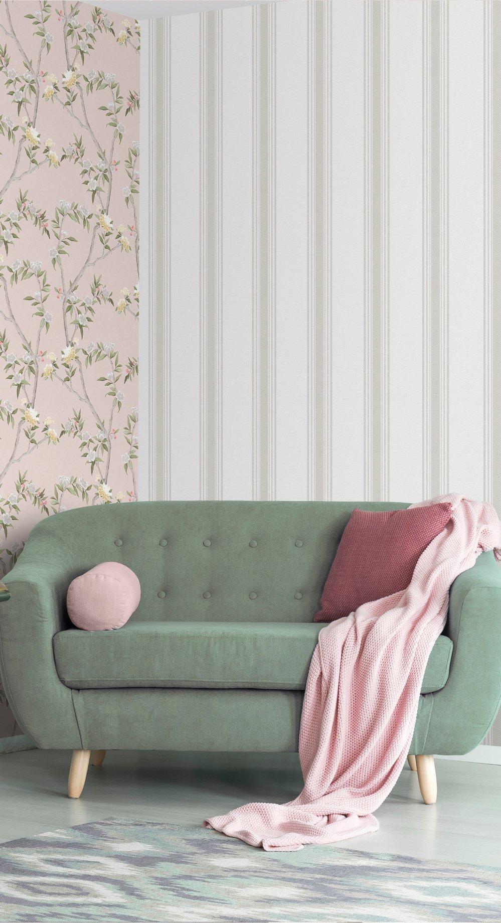 Galerie 1909-4 Spring Blossom STRIPES Beige Wallpaper 1909-4 Beige Wallpaper