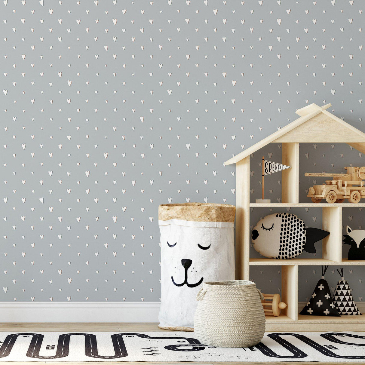 Galerie 26819 Great Kids Hearts Silver Grey Wallpaper 26819 Silver Grey Wallpaper