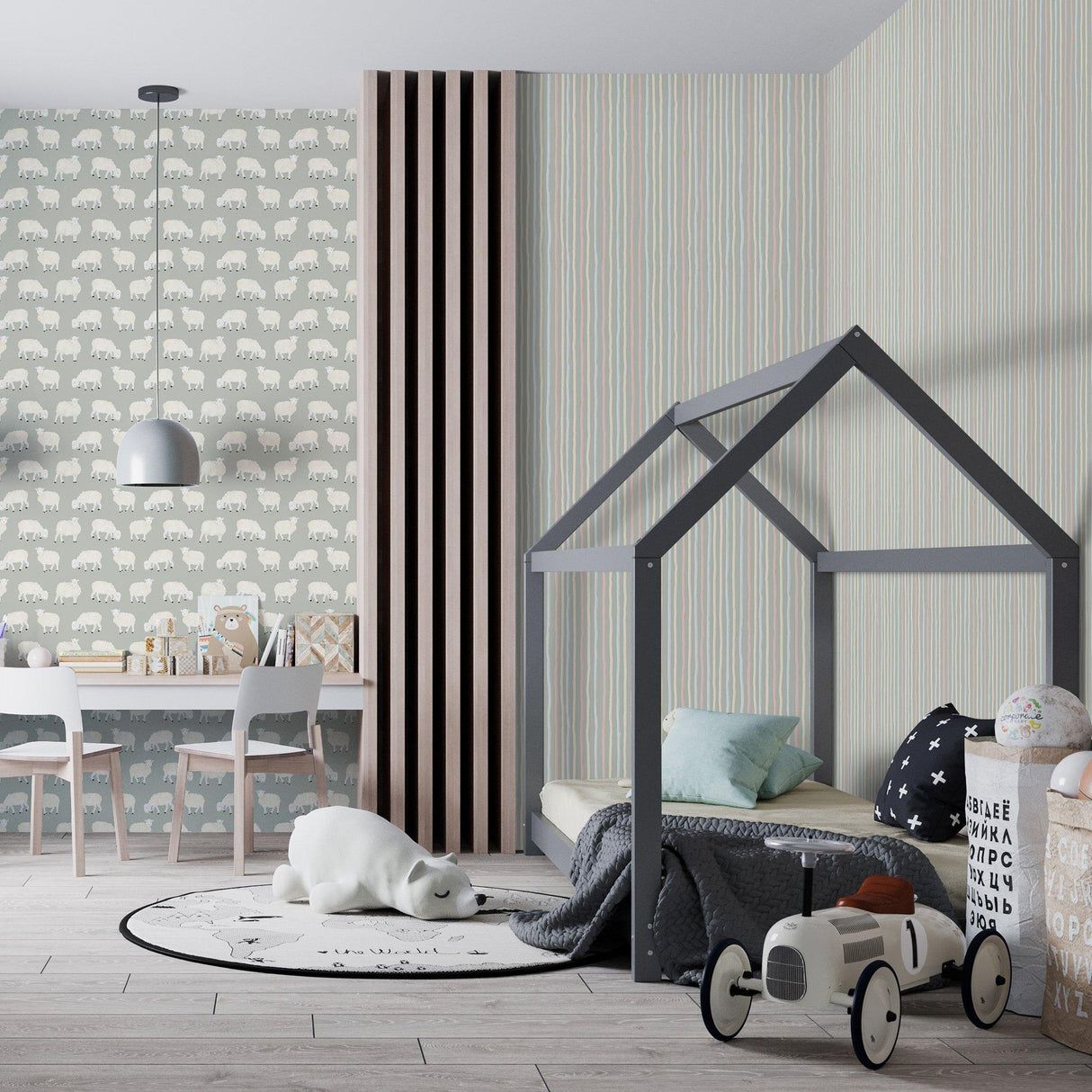 Galerie 26845 Great Kids Stripes Silver Grey Wallpaper 26845 Silver Grey Wallpaper