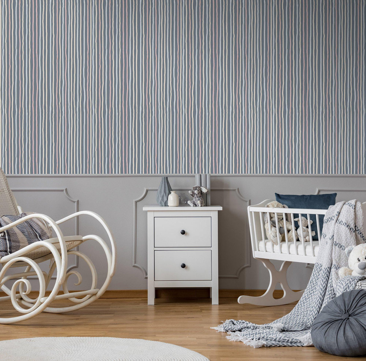 Galerie 26848 Great Kids Stripes Silver Grey Wallpaper 26848 Silver Grey Wallpaper