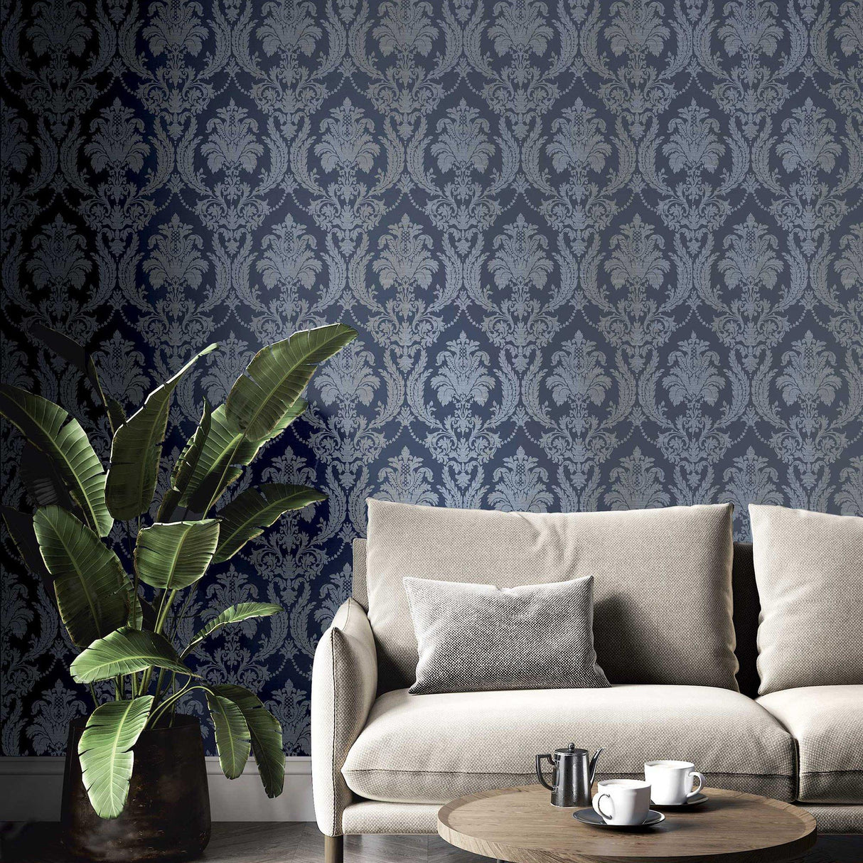 Galerie 28809 Italian Style Damasco Thema Blue Wallpaper 28809 Blue Wallpaper