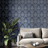 Galerie 28809 Italian Style Damasco Thema Blue Wallpaper 28809 Blue Wallpaper