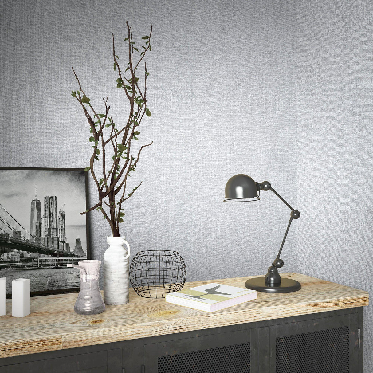 Galerie 34173 Loft 2 Wicker Texture Silver Grey Wallpaper 34173 Silver Grey Wallpaper