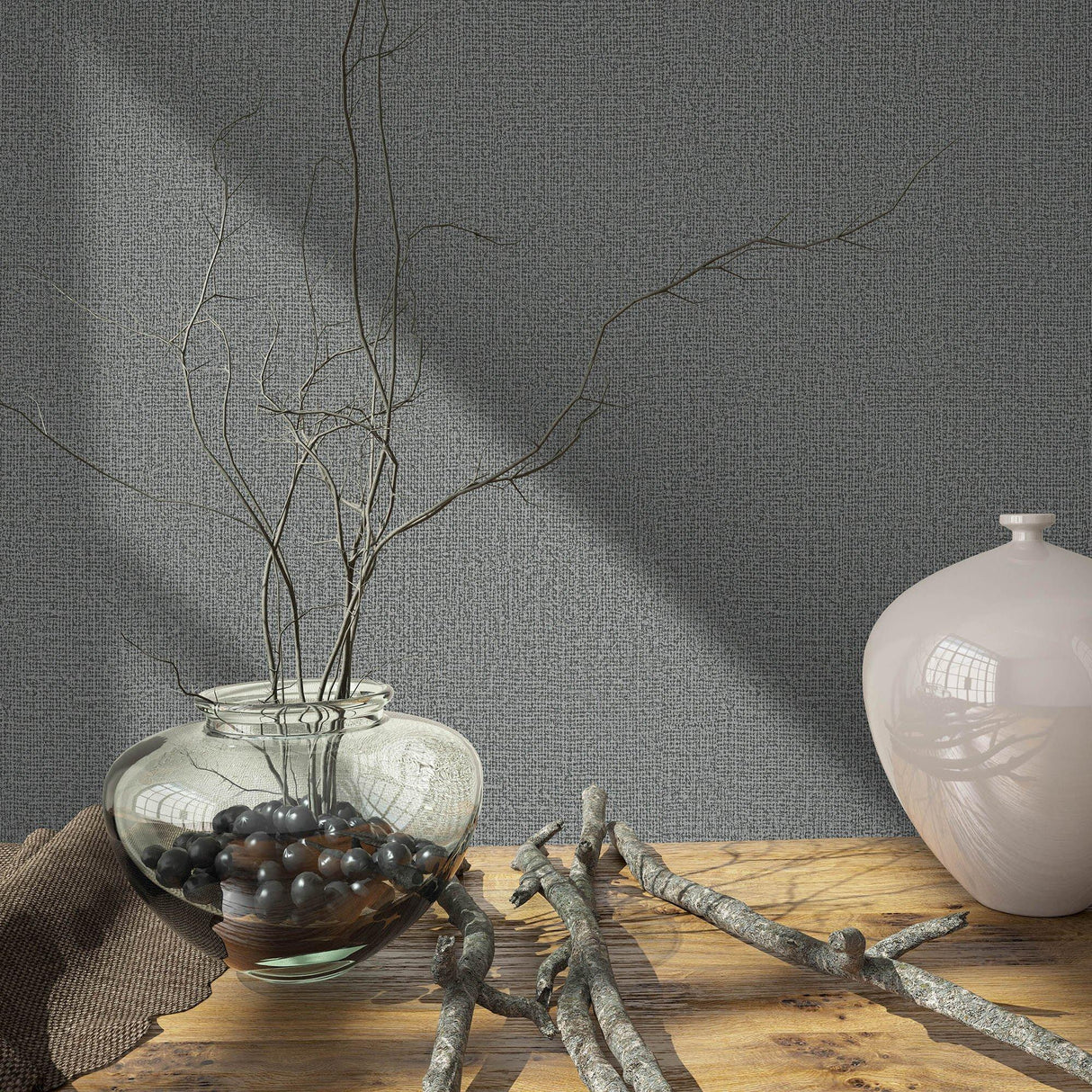 Galerie 34174 Loft 2 Wicker Texture Silver Grey Wallpaper 34174 Silver Grey Wallpaper