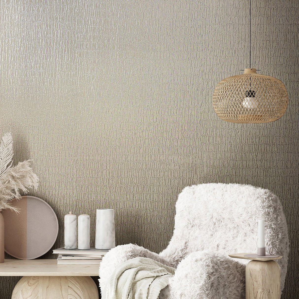 Galerie 34505 Kumano Ruche Silk Beige Wallpaper 34505 Beige Wallpaper