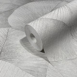 Galerie 34509 Kumano Palm Leaf Silver Grey Wallpaper 34509 Silver Grey Wallpaper