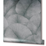 Galerie 34514 Kumano Palm Leaf Silver Grey Wallpaper 34514 Silver Grey Wallpaper