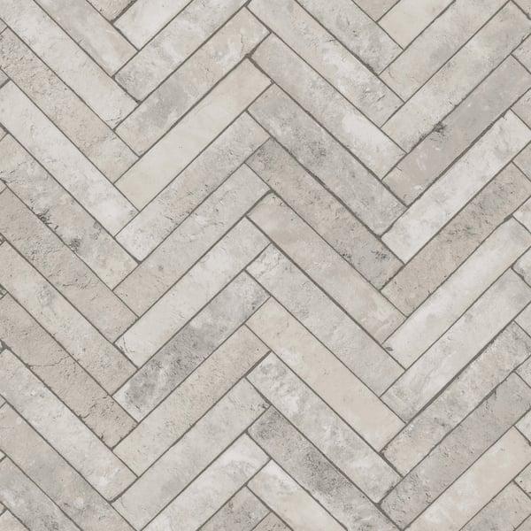 Galerie 45762 Brick Herringbone Silver Grey Wallpaper