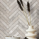 Galerie 45762 The Bricks And More Brick Herringbone Silver Grey Wallpaper 45762 Silver Grey Wallpaper