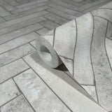 Galerie 45762 The Bricks And More Brick Herringbone Silver Grey Wallpaper 45762 Silver Grey Wallpaper