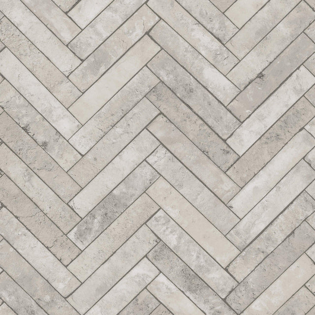 Galerie 45762 The Bricks And More Brick Herringbone Silver Grey Wallpaper 45762 Silver Grey Wallpaper