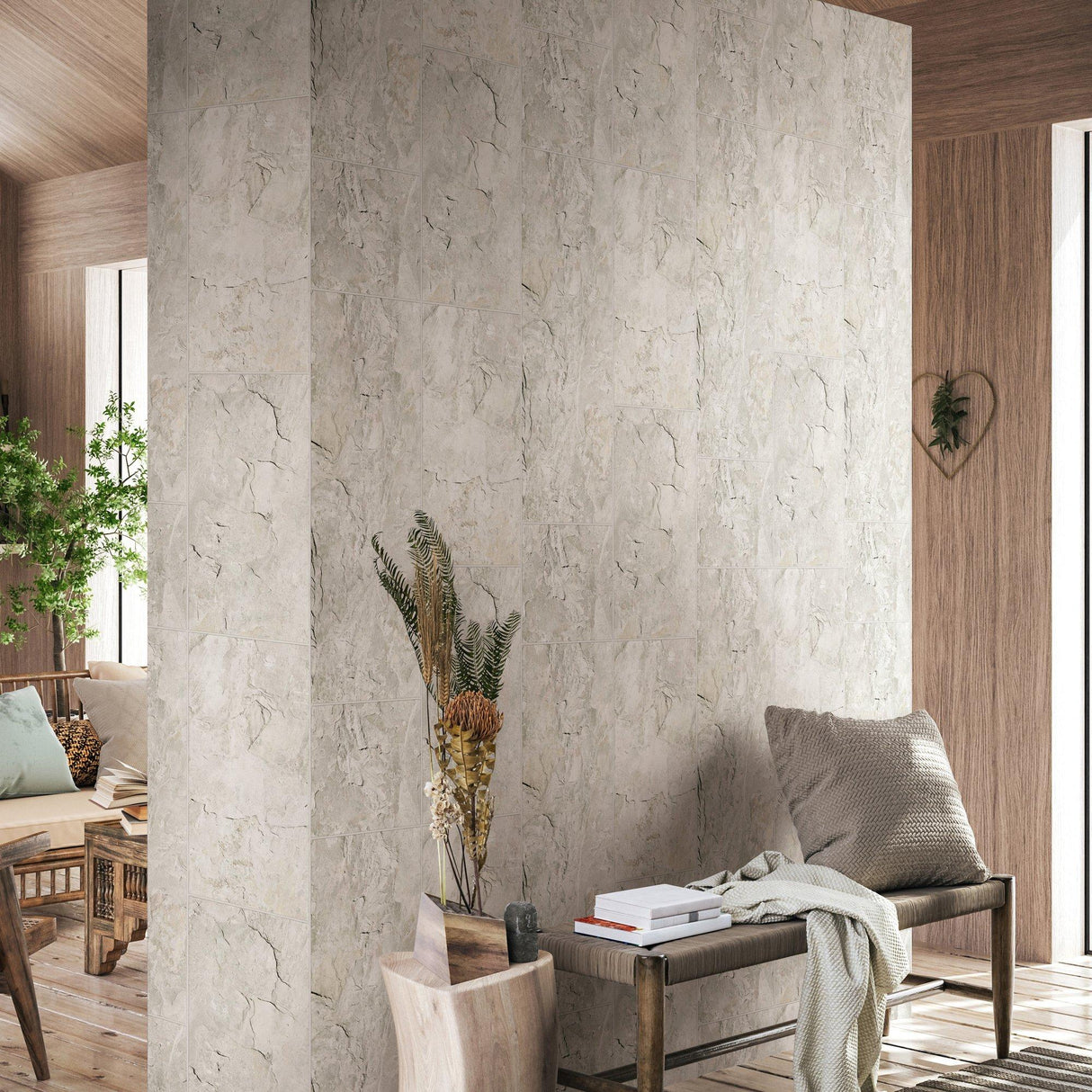 Galerie 45767 The Bricks And More Tile optic Silver Grey Wallpaper 45767 Silver Grey Wallpaper