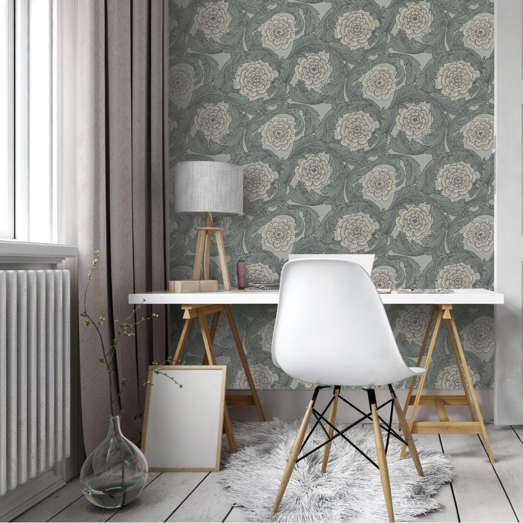 Galerie 51009 Blomstermala Big Bloom Silver Grey Wallpaper 51009 Silver Grey Wallpaper