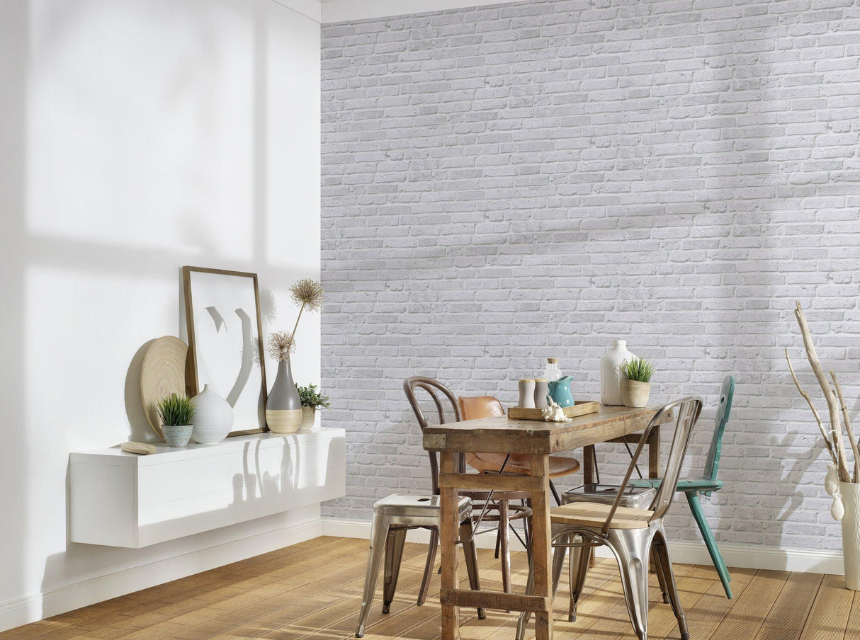 Galerie BB51104 The Bricks And More Brickshire Residents Motif Silver Grey Wallpaper BB51104 Silver Grey Wallpaper
