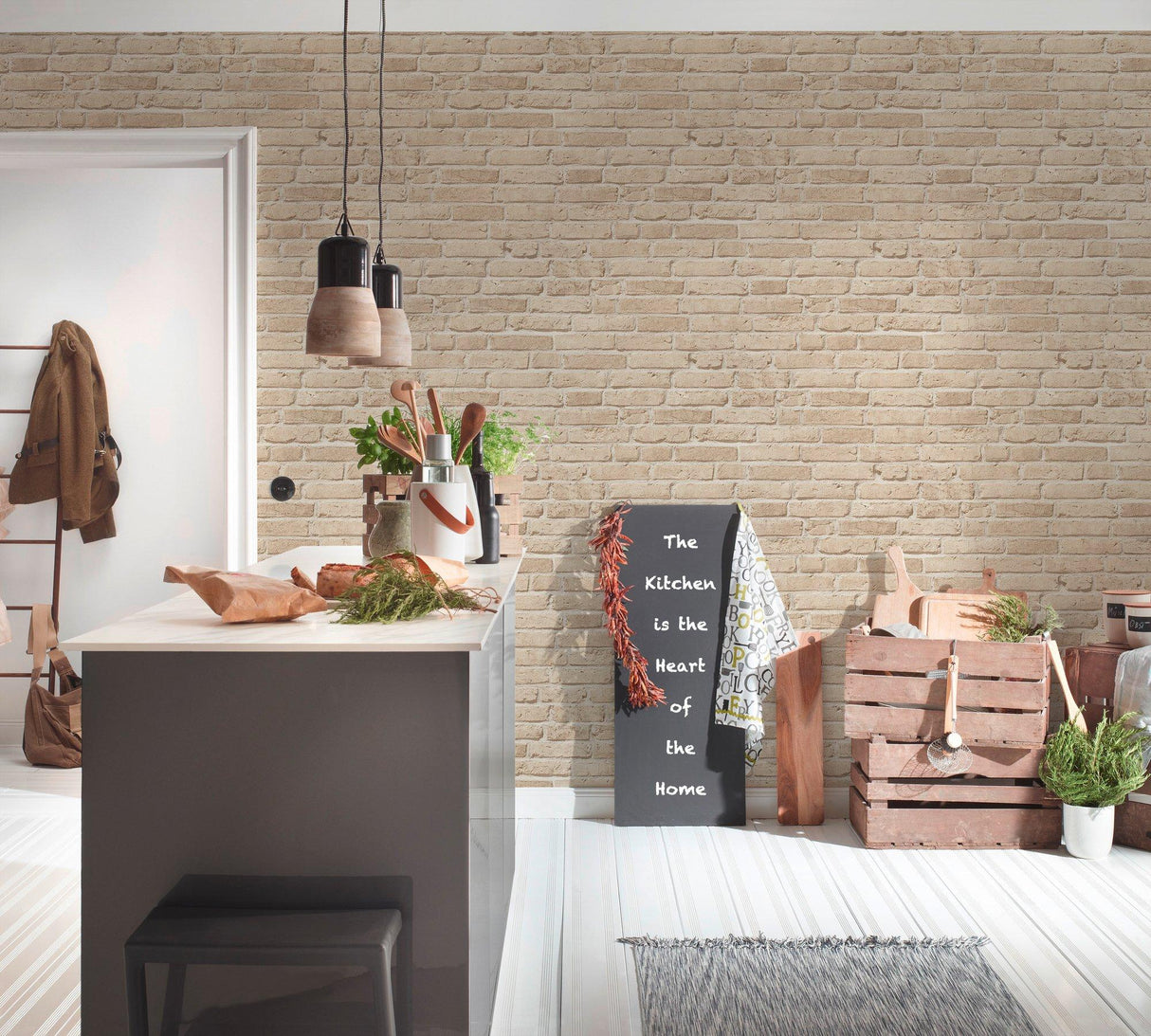 Galerie BB51106 The Bricks And More Weathered Walls Motif Beige Wallpaper BB51106 Beige Wallpaper