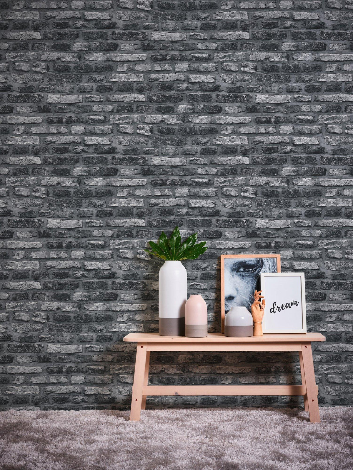 Galerie BB51112 The Bricks And More Brickshire Residents Motif Silver Grey Wallpaper BB51112 Silver Grey Wallpaper