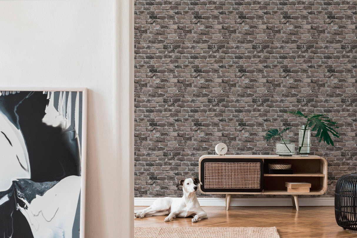 Galerie BB51117 The Bricks And More Brickshire Residents Motif Bronze Brown Wallpaper BB51117 Bronze Brown Wallpaper