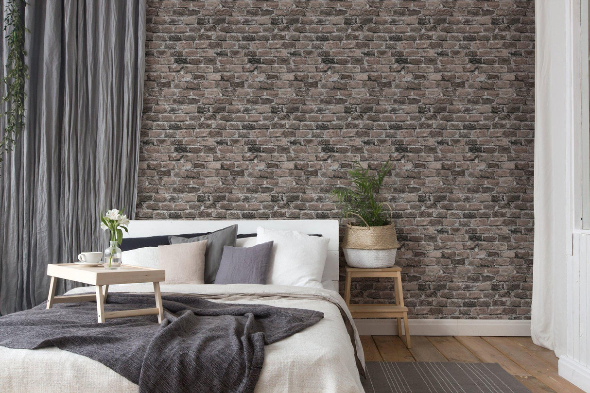 Galerie BB51117 The Bricks And More Brickshire Residents Motif Bronze Brown Wallpaper BB51117 Bronze Brown Wallpaper