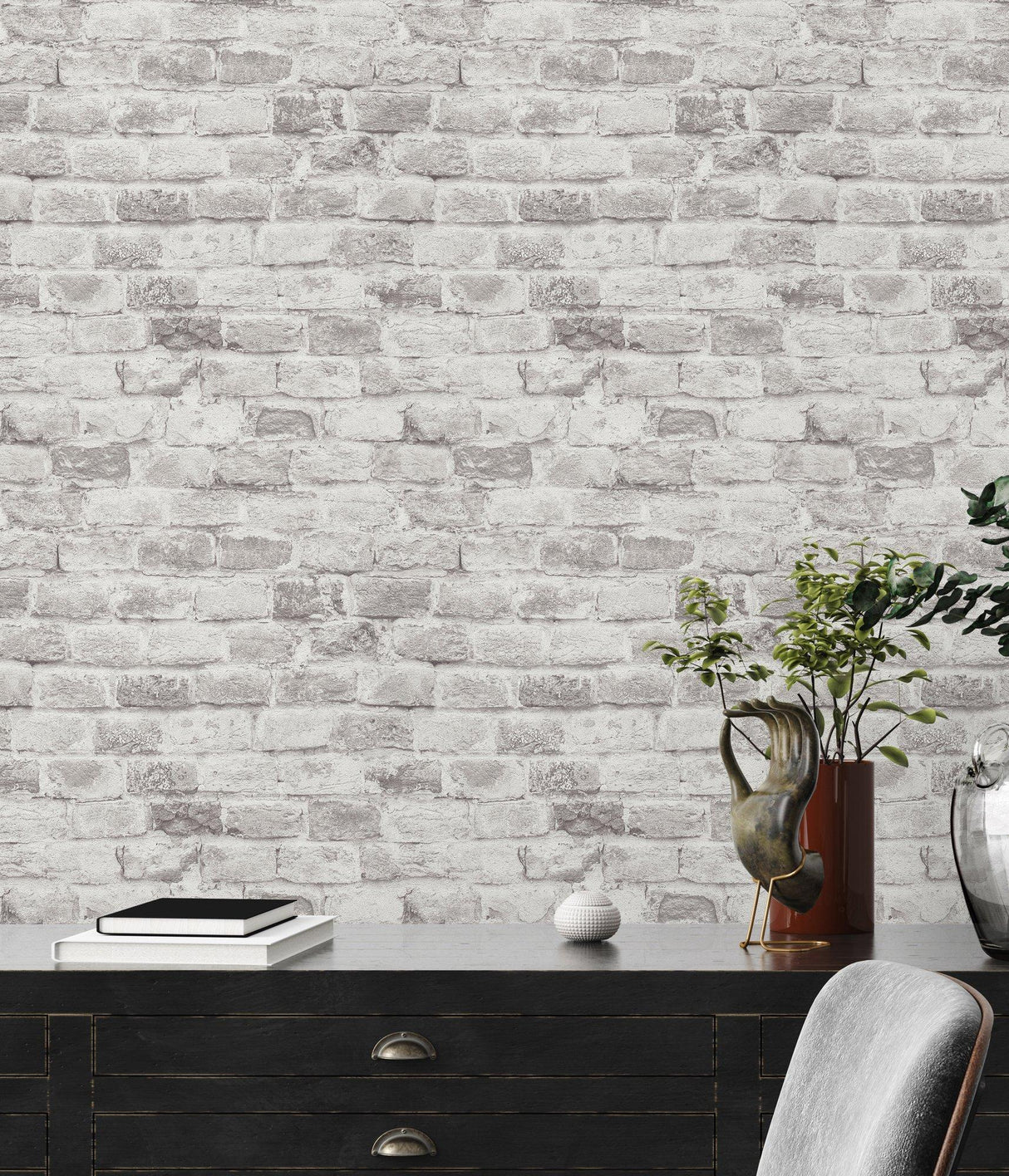 Galerie BB51118 The Bricks And More Brickshire Residents Motif Silver Grey Wallpaper BB51118 Silver Grey Wallpaper