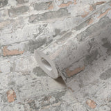 Galerie BB51120 The Bricks And More Industrial Chic Motif Silver Grey Wallpaper BB51120 Silver Grey Wallpaper