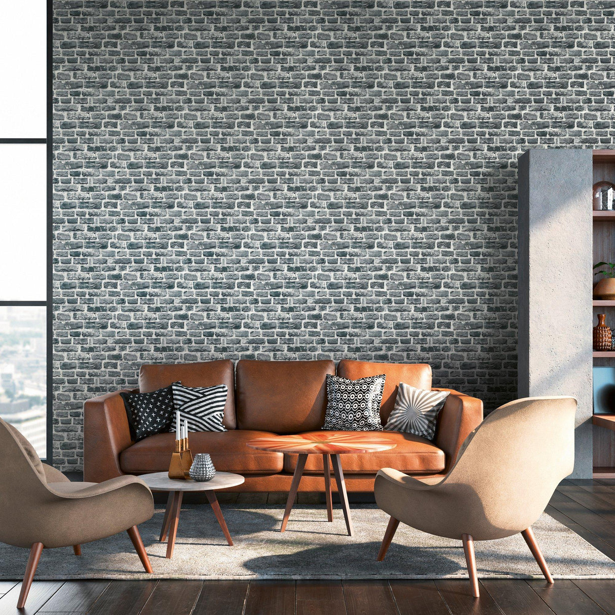 Galerie BB51123 The Bricks And More Stone Symphony Motif Silver Grey Wallpaper BB51123 Silver Grey Wallpaper
