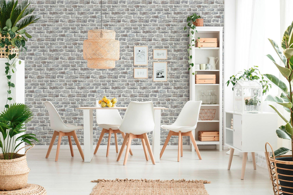 Galerie BB51124 The Bricks And More Stone Symphony Motif Silver Grey Wallpaper BB51124 Silver Grey Wallpaper