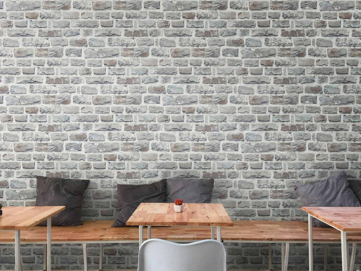 Galerie BB51124 The Bricks And More Stone Symphony Motif Silver Grey Wallpaper BB51124 Silver Grey Wallpaper