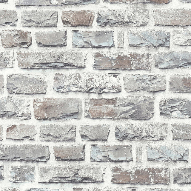 Galerie BB51124 The Bricks And More Stone Symphony Motif Silver Grey Wallpaper BB51124 Silver Grey Wallpaper